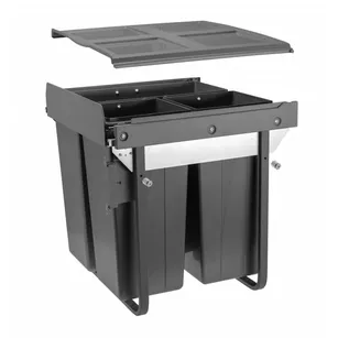 Segregator na odpady GTV PRACTI ECO na prowadniach H45, 600, 34L+2x17L, PB-45-MF342X17-60A