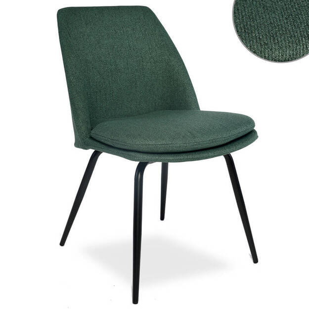Tapicerowane krzesło INES zielone - czarne nogi - Meblownia.pl