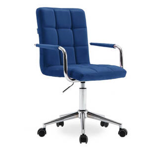 Fotel biurowy REJ niebieski aksamit + chrom