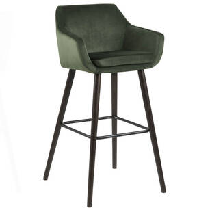 ACTONA krzesło barowe JUDIT zielony velvet - drewniane nogi (75807)