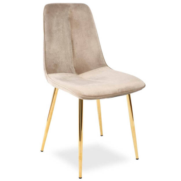 Krzesło ELENA beżowy aksamit - złote nogi