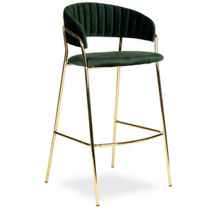  Krzesło barowe ROYAL aksamit zielony - złote nogi