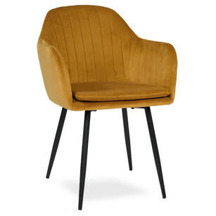 Krzesło Rosa velvet musztardowy - czarne nogi