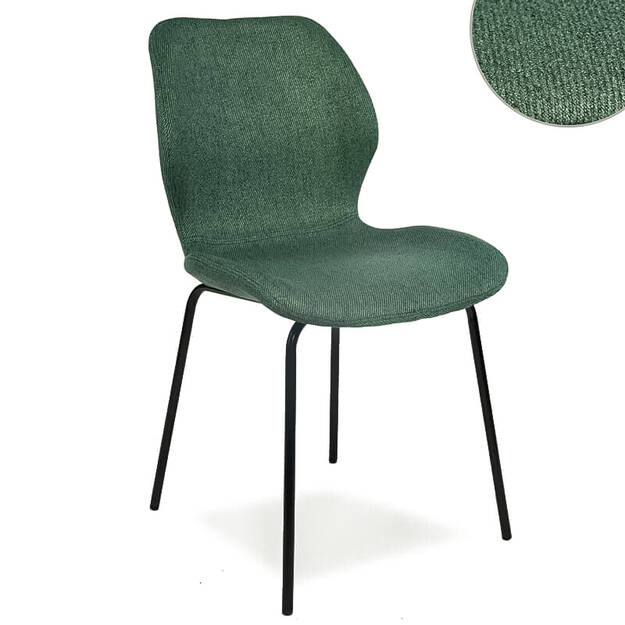 Tapicerowane krzesło LARA zielone - czarne nogi - Meblownia.pl