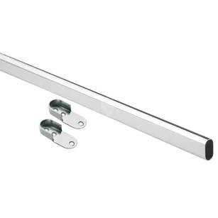 Rura owalna SHOP LINE 30*15 chrom - drążek do szafy - 1 metr + rozetki (2 sztuki)