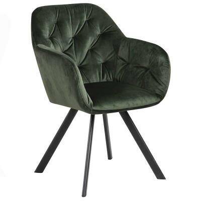 ACTONA krzesło tapicerowane LOLA zielony velvet (80431) - Meblownia.pl