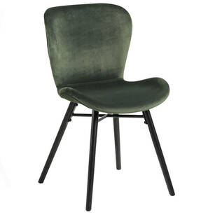 ACTONA krzesło FRIDA zielony aksamit - drewniane nogi (18965)