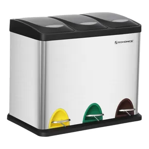 Wolnostojący kosz do segregacji śmieci srebrny (3x8L) - LTB24L