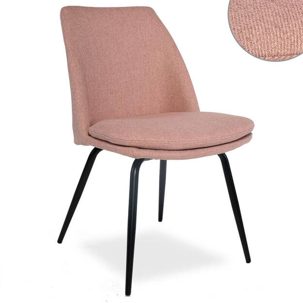 Tapicerowane krzesło INES różowe - czarne nogi - Meblownia.pl