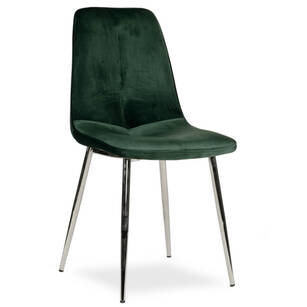 Krzesło ELENA zielony aksamit - chromowane nogi