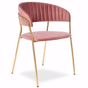 Krzesło TAMARA ciemny różowy aksamit - złote nogi - OUTLET