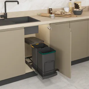 Podwójny segregator na odpady STARAX 350/400 (2x12L) antracyt S-2392-A