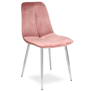 Krzesło ELENA ciemny różowy aksamit - chromowane nogi