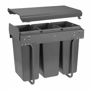 Segregator na odpady GTV PRACTI ECO na prowadniach H45, 300, 3x10L, PB-45-0010X3-60A