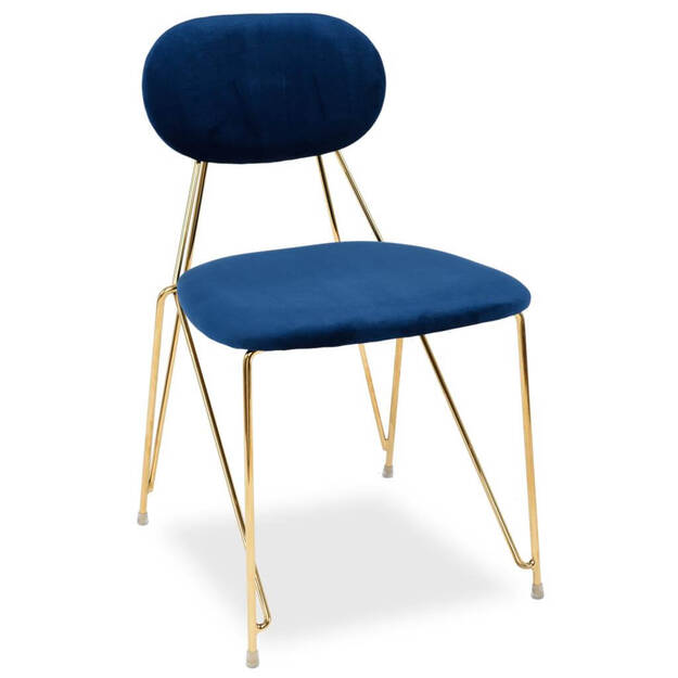 Krzesło CLARA granatowy aksamit - złote nogi