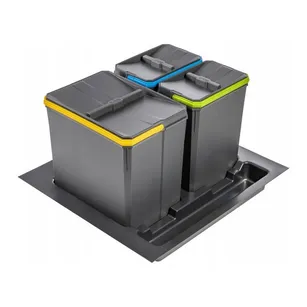 Kosz do segregacji śmieci GTV AXISPACE 600 antracyt PB-AS-600-1X15L-2X7L-45