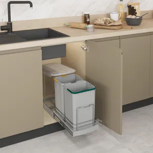 Podwójny segregator na odpady STARAX 350/400 (2x12L) szary S-2392-G