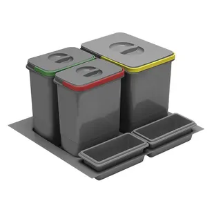 Kosz do segregacji śmieci GTV MULTINO 600 (1x15L+2x7L) antracyt PB-91114100B5-A