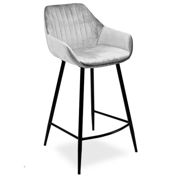 Krzesło barowe Florian Velvet - szary