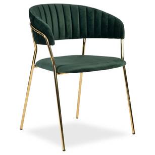 Krzesło TAMARA zielony aksamit - złote nogi - OUTLET
