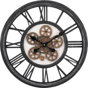 Zegar ścienny z ruchomym mechanizmem 50 cm czarny KL5000110
