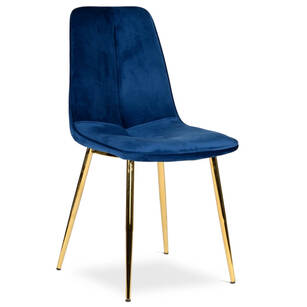 Krzesło ELENA niebieski aksamit - złote nogi