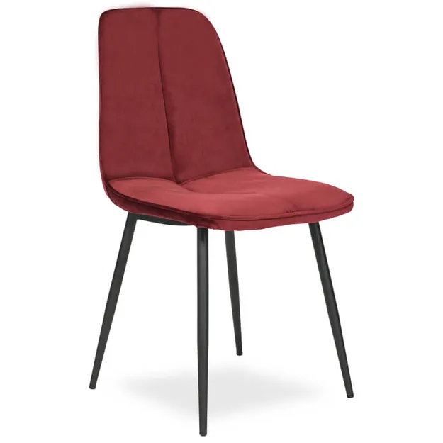 Krzesło ELENA burgund aksamit - czarne nogi