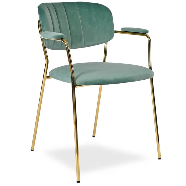 Krzesło BELLA miętowy aksamit - złote nogi