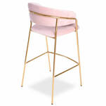  Krzesło barowe ROYAL aksamit różowy - złote nogi - Meblownia.pl