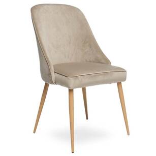  Tapicerowane krzesło AMBER - velvet beżowy - nogi dąb