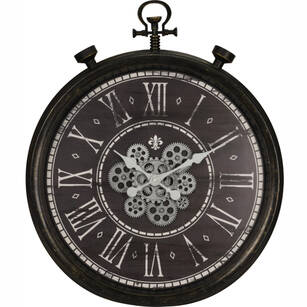 Zegar ścienny z ruchomym mechanizmem 60 cm czarny KL5000260