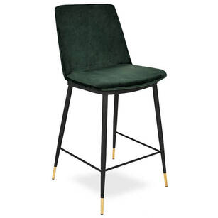 Krzesło barowe GRACE zielony aksamit - złote nogi