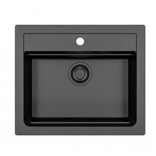 Zlewozmywak granitowy ALVEUS ATROX 30 BLACK EDITION czarny mat + syfon