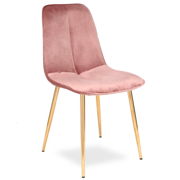 Krzesło ELENA ciemny różowy aksamit - złote nogi - Meblownia.pl