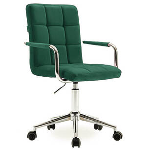 Fotel biurowy REJ zielony aksamit + chrom