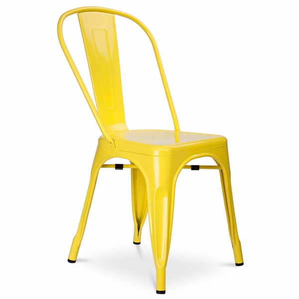 Metalowe industrialne żółte krzesło